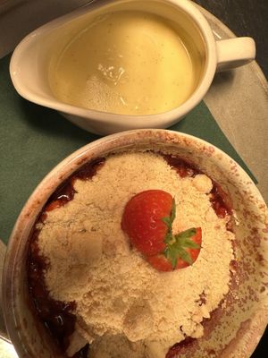 Homemade Crumble with Vegan Custardd   at The Masons Arms in Warkworth