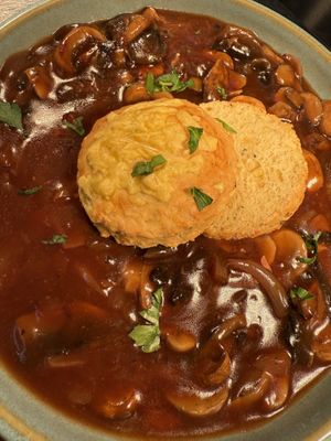 Mushroom Cobbler  at The Masons Arms in Warkworth