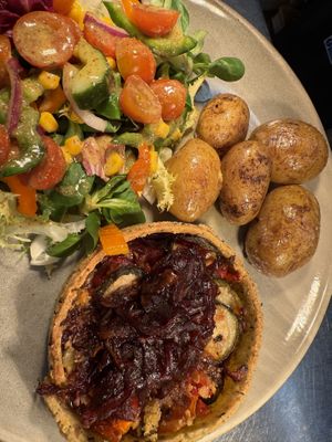Mediterranean Vegetable Tart with New Potatoes & Saladd  at The Masons Arms in Warkworth
