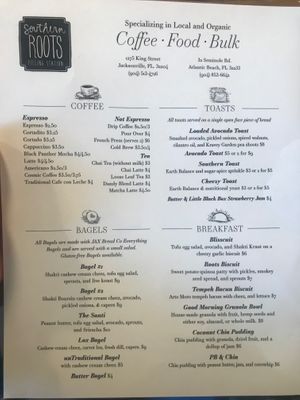 Menu  at Southern Roots Filling Station in Atlantic Beach