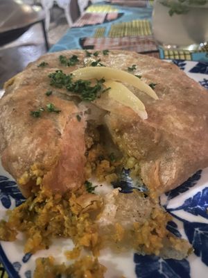 Veggie (vegan) b’stilla   at The Ruined Garden in Fes