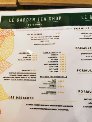 Menü at Le Garden Tea Shop in Metz