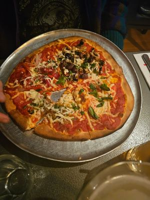 Quad Pizza (four different toppings) at Dudley's in Olinda