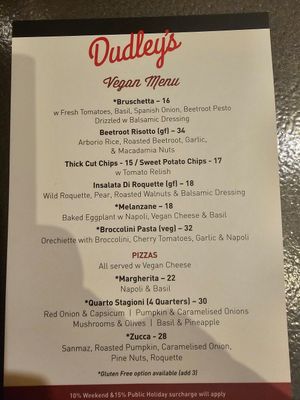 Vegan menu (you have to ask for it) at Dudley's in Olinda