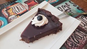 vegan pie at La Clase Café in Santiago