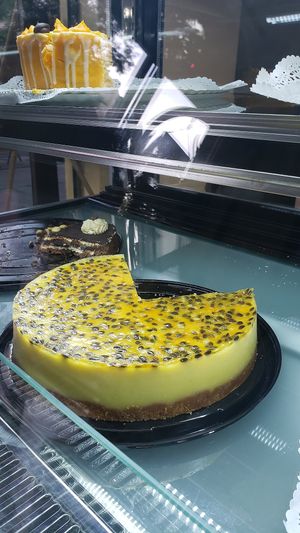 vegan passion fruit cheesecake ♡ at La Clase Café in Santiago