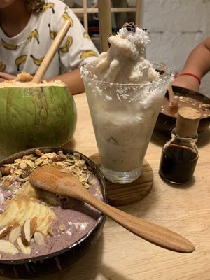Super Açai Bowl and coconut coffee at Roots in Hanoi
