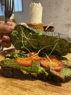 Delicioso relleno, y pan de alta calidad  at Roots in Hanoi