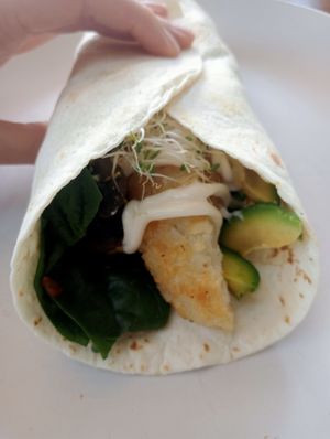 Breakfast wrap at The Yoga Place Cafe in Blacksmiths