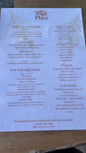 ALL VEGAN  at The Yoga Place Cafe in Blacksmiths