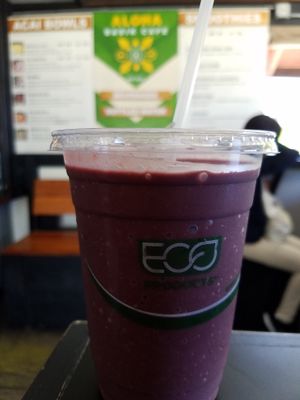 Green smoothie that's red at Basik Acai in Kailua Kona