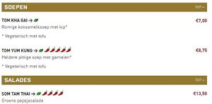 vegan options at King Thai in Eindhoven