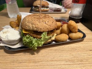 Lord Seitan with Nuggets and Steak Fries  at Las Vegan's - Kazinczy 11 in Budapest