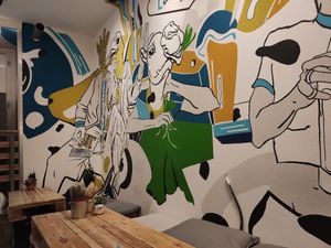 Indoor seats at Las Vegan's - Kazinczy 11 in Budapest