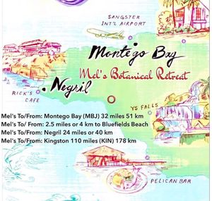 Where we are located  at Mel's Botanical Retreat in Savanna La Mar