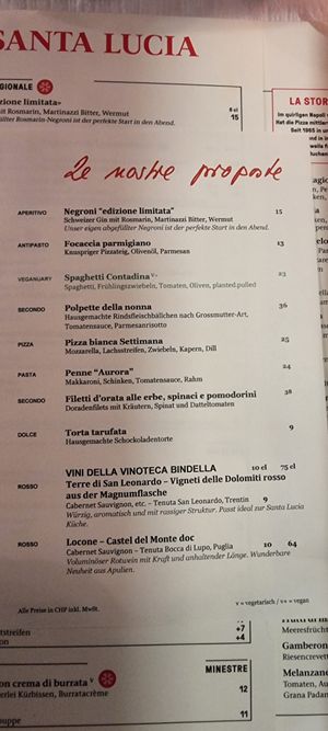 Spaghetti Contadina at Santa Lucia in Bern