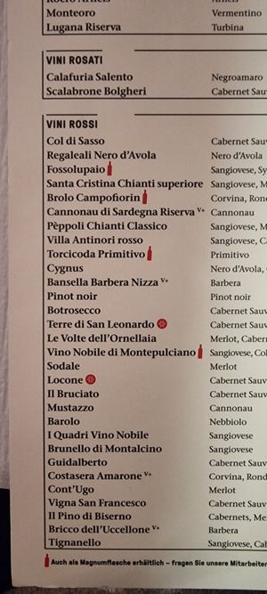 Bansella Barbera Nizza, Costasera Amarone, Bricco dell'Uccellone at Santa Lucia in Bern