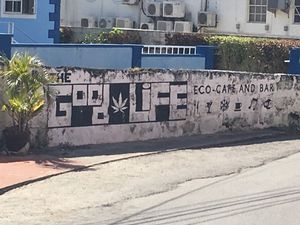 Exterior art at The Good Life in Bridgetown