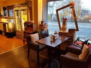 Inside seating at Zuckero in Vienna