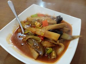 Eggplant in spicy sauce at HUI KITCHEN in Santiago De Compostela