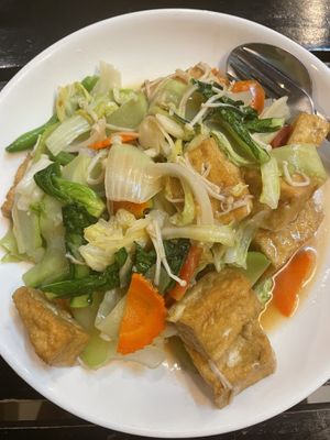 Stir fried vegetables with added tofu  at Sabaidee Pakse in Pakxe