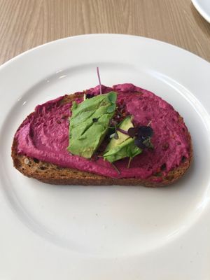 Beetroot hummus toast at Circle - Business Bay in Dubai