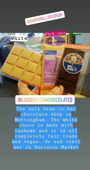Delicious cashewlate! All vegan friendly and all incredible. The best vegan choc I have ever tasted. at Luisa's Vegan Chocolates in Nottingham