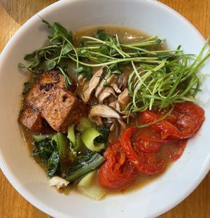 Vegan Ramen - lots of fresh toppings!  at Miyagi Ramen in Bend