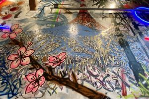 Fun, funky art on the wall! at Miyagi Ramen in Bend