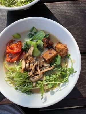 Vegan Ramen w/cashew broth - delish  at Miyagi Ramen in Bend