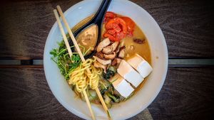 Vegan Ramen (when you request raw tofu instead of fried on shared equipment) at Miyagi Ramen in Bend
