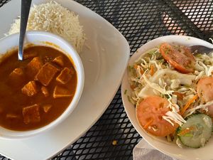 Tofu Makhani (make sure to request vegan so they make it with coconut milk!) and tibet corner salad  at Tibet Corner in Hopkins