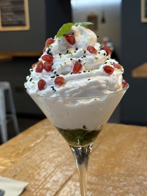 Whipped coconut dessert  at Pasapan in Segovia