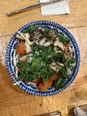Vegan meatballs with mushrooms and kale   at Pasapan in Segovia