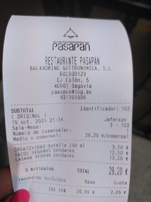 I paid and left to never return at Pasapan in Segovia