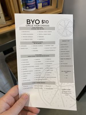 BYO Menu at Fresh Twist in Steubenville