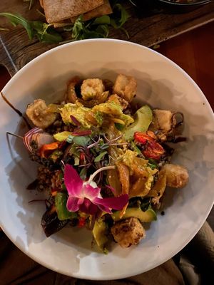 vegetable kebab with farro and a mushroom cap at The Imperial in Lancaster