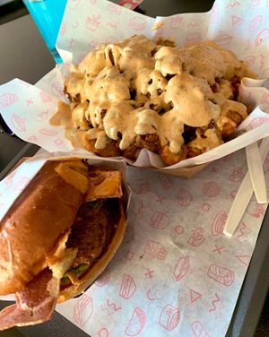 Buffalos fries and chicken sandwich w/ bacon  at Eat Love in Fountain Valley
