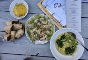 Vegan food options! The menu changes regularly, but Cardinal typically has at least one vegan choice. at Cardinal Spirits in Bloomington