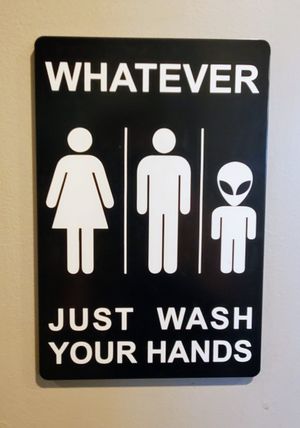 Restroom sign, 😆 at NOMZ in Akron