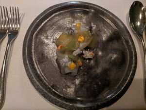 5 course vegan tasting menu - first course at Ezard in Melbourne
