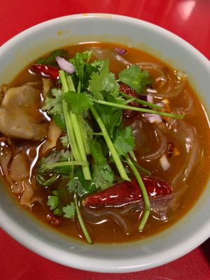 Spicy noodle soup  at Izakaya Masaka in Tokyo