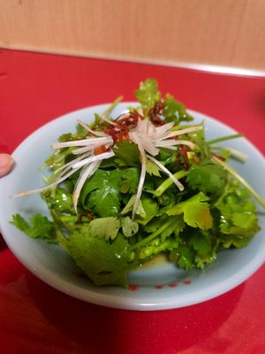 Cilantro salad at Izakaya Masaka in Tokyo