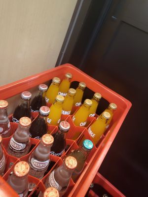 Cans of soda at Izakaya Masaka in Tokyo