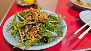 mizuna green salad at Izakaya Masaka in Tokyo