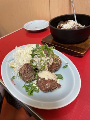 Karaage yuza ( chicken hush puppies) pepper mayo  at Izakaya Masaka in Tokyo