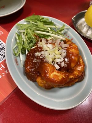 Chilli “shrimp”   at Izakaya Masaka in Tokyo