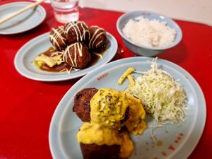 Kara-age (teriyaki and tartar). at Izakaya Masaka in Tokyo