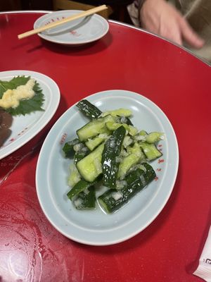 Cucumber salad  at Izakaya Masaka in Tokyo