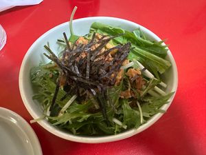 Mizuna green salad at Izakaya Masaka in Tokyo